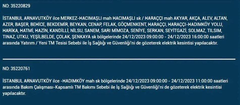 İstanbul'da birçok ilçede elektrik kesilecek 'Mumları fenerleri jeneratörleri hazırlayın' 2